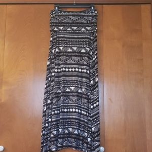 Fold-over Aztec Print Maxi Skirt Dress